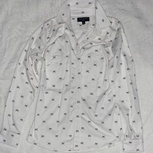 Banana Republic White Shirt with Black Bow Pattern